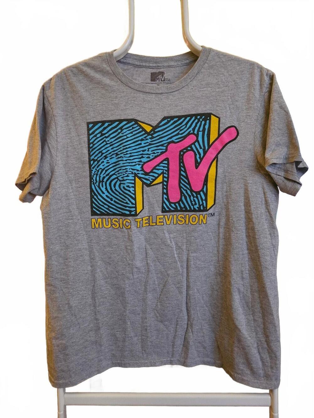 MTV official T-Shirt - size M - gray with logo - EUC